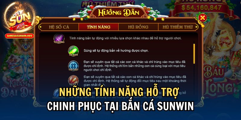 Những tính năng hỗ trợ chinh phục tại Bắn Cá Sunwin